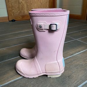 Light Pink Sparkly Hunter Rain Boots Girls Sz 13